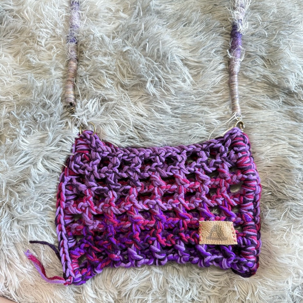 Handcrafted Purple and Pink Crochet Bag
